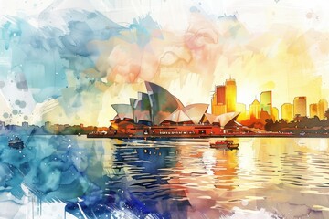 Artistic illustration of Sydney, Australia - Opera House