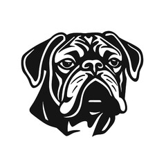 Pug dog face,  cartoon logo vector mascot character