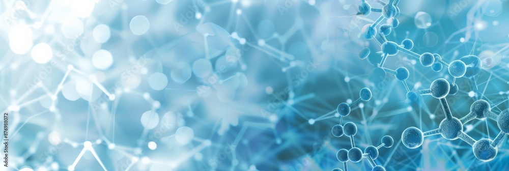 Aufkleber Molecular structure with hexagonal elements and light bokeh background. Ideal for medical and healthcare presentations. Concept of scientific research.