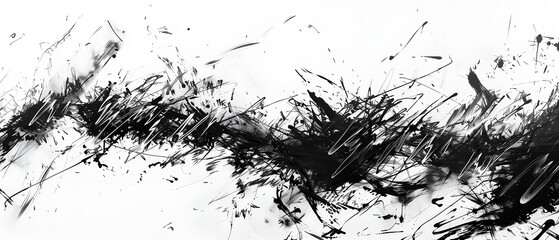 Naklejka premium Dynamic Monochrome Abstract Art with Energetic Brush Strokes
