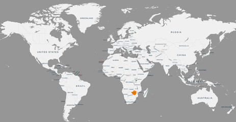 zimbabwe map.Geographical map of zimbabwe with world map highlighted