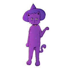 Magic cat cute purple kitty witch png