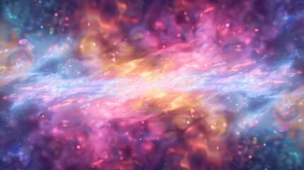 A stunning view of a colorful nebula with vibrant cosmic colors and sparkles, forming a mesmerizing and abstract celestial pattern that evokes a sense of awe and wonder.