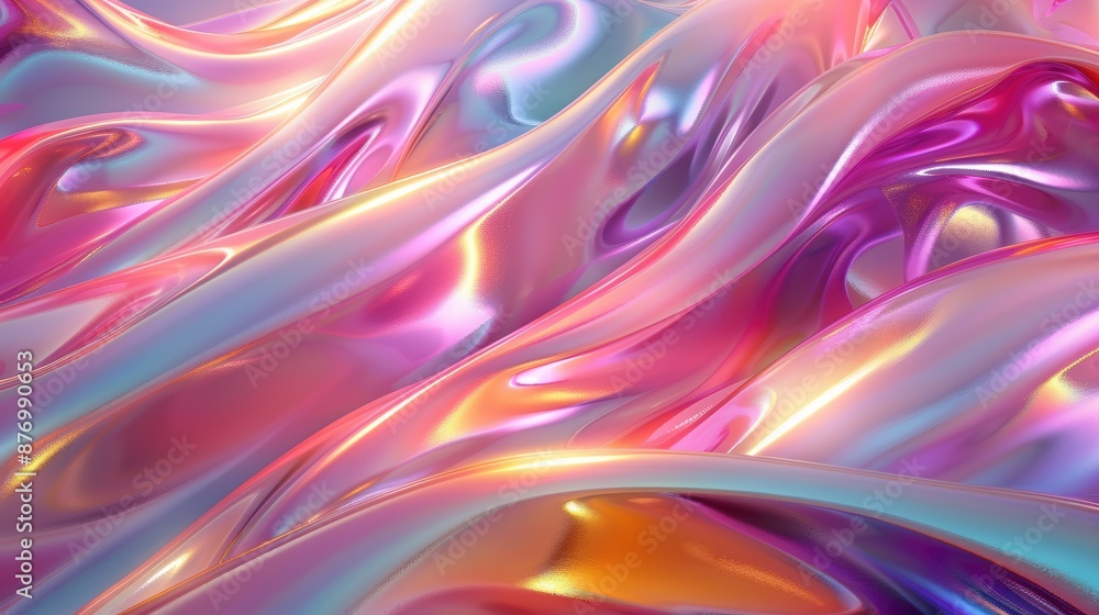 Aufkleber a visually striking image depicting vibrant, multicolored abstract flowing curved waves, featuring m