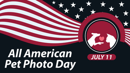 All American Pet Photo Day vector banner design illustration.