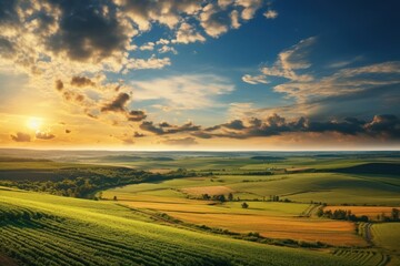 Fototapeta premium Panoramic view horizon land farm.