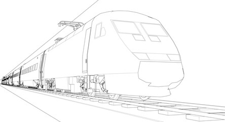 Obraz premium modern locomotive sketch symbol 3d illustration