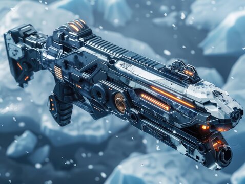 Spacecraft over icy terrain