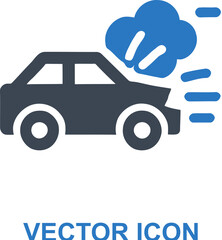 Car crashing with smoke icon