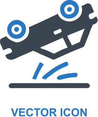 Car flipping upside down icon