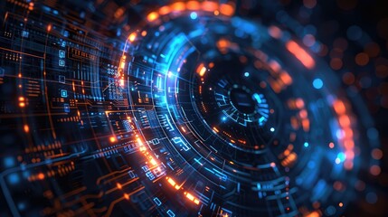 Fototapeta premium technology background and abstract digital tech circle