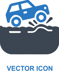 Car hitting a bump icon