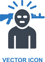Person committing terrorism act icon