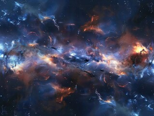 Space scene with stars and nebulas