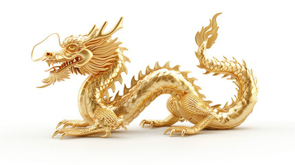 Fototapeta premium Golden Chinese dragon isolated on white background