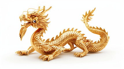 Fototapeta premium Golden Chinese dragon isolated on white background