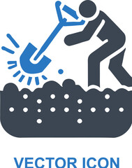 Tilling the garden soil icon