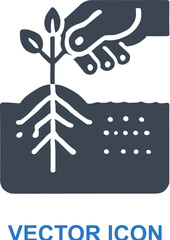 Transplanting young seedlings carefully icon