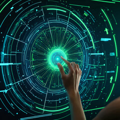 Fototapeta premium Finger touching futuristic screen