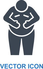 Overweight person holding their belly icon