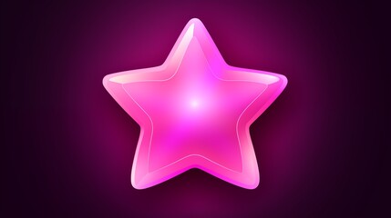 Obraz premium Bright Glowing Pink Star Illustration on a Purple Gradient Background