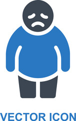 Overweight person with a sad expression icon
