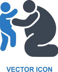Overweight person playing with child icon