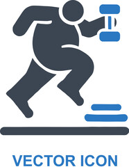 Overweight person doing physical activity icon