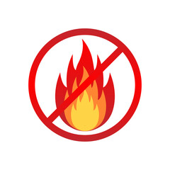 No Fire Flame Icon. Fire Flame Icon. Vector Illustration Isolated on White Background. 
