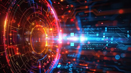 Obraz premium technology background and abstract digital tech circle
