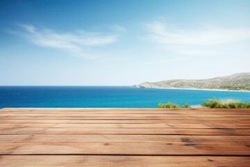 Fototapeta premium Wooden table wood land sky.