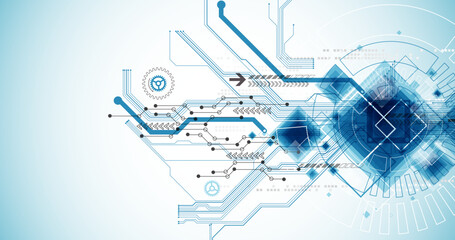 CPU concept. Circuit board. Technology background. Hand drawn vector.