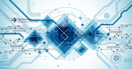 CPU concept. Circuit board. Technology background. Hand drawn vector.