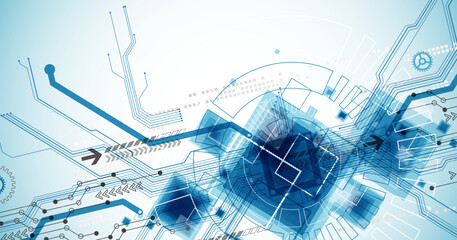 CPU concept. Circuit board. Technology background. Hand drawn vector.
