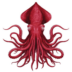 Squid logo. Isolated squid on white background