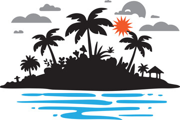 A sea beach Illustration vector .