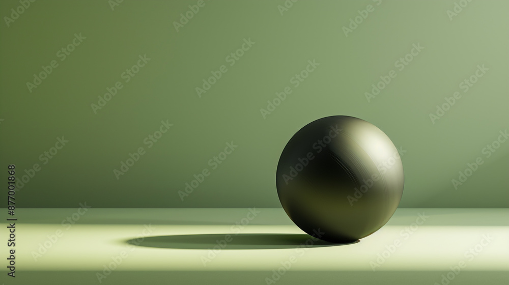 Wall mural 3d render of a segmented sphere on a solid khaki green background.