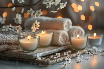Serene Spa Day: Candles and Blooms for Relaxation