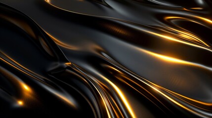 Fototapeta premium A black background with golden light waves in an elegant and luxury style.