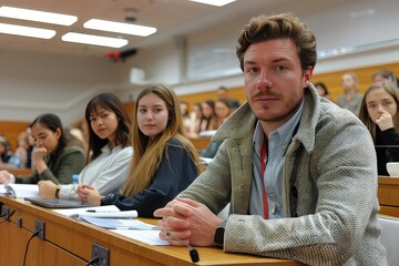 A cybersecurity expert giving a lecture on protecting personal data online. The expert's animated discussion on data breaches leaves the audience with a sense of urgency.