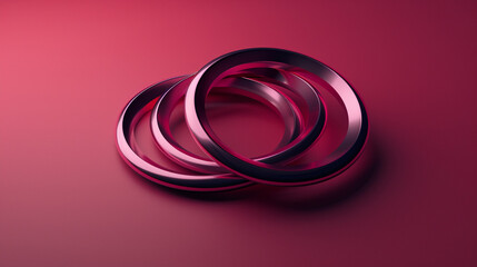 Fototapeta premium Minimal 3D render of a set of nested rings on a solid maroon background .