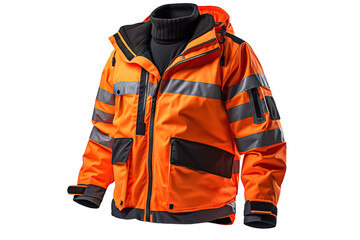 A Vibrant Yellow Safety Jacket With Reflective Stripes, Ready for Work on a White or Clear Surface PNG Transparent Background.