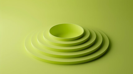 Obraz premium Minimal 3D rendering of concentric circles on a solid lime green background