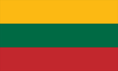 The official national flag of Lithuania. Flag of Litwa. Republic of Lithuania. Lietuvos Respublika. Vector illustration
