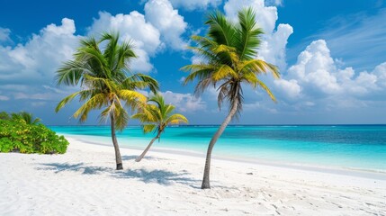 Obraz premium Paradise, exotic tropical sun, beach, sea, island for vacation travel