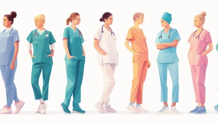 Obraz premium A diverse group of healthcare workers, isolated on white.