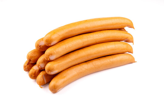 Bockwurst, Frankfurter - delicious sausages on a white background