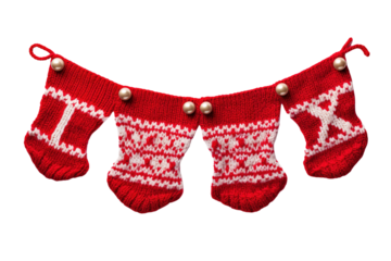 Festive Holiday Decor Letters I A T in Red, Green, and Cream on a White or Clear Surface PNG Transparent Background.