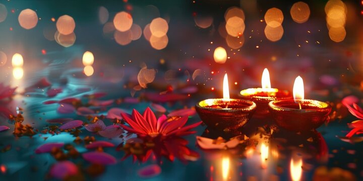 Lit Candles on Table