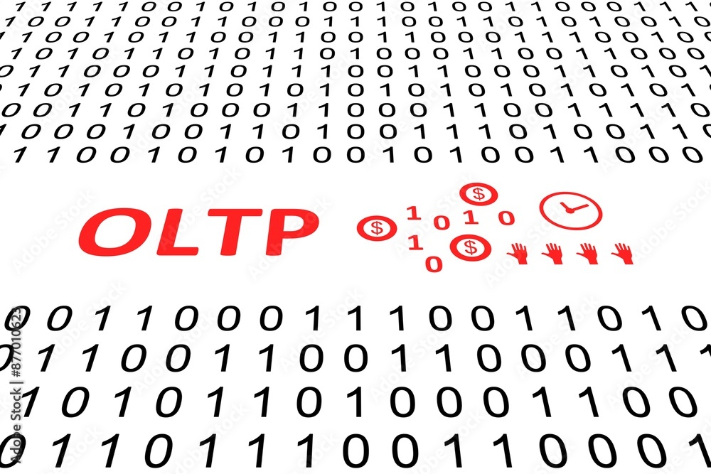 Poster oltp concept binary code 3d illustration